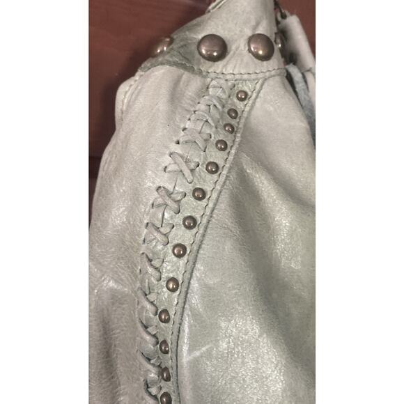 Vintage Women's Fossil Green Slouch Hobo Shoulder Bag Purse Leather Top Handle - Picture 3 of 16